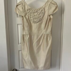 Tibi Cream Backless Dress with Beaded Detail